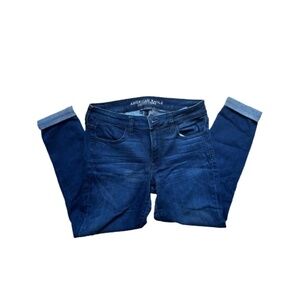 American Eagle capri dark blue wash denim jeans size 10